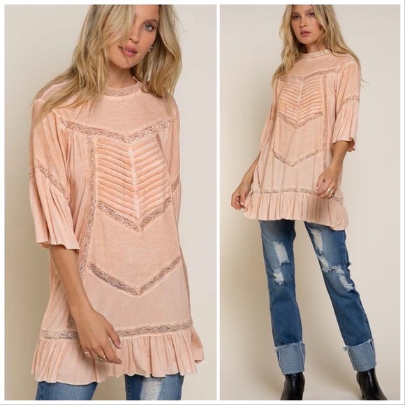 POL Femme Coral Woven Tunic Top - Picture 4 of 11